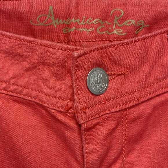 AMERICAN RAG Cie Low-Rise Skinny Leg Ankle Zip Jeans Women Size 3R Coral Stretch - Picture 6 of 16
